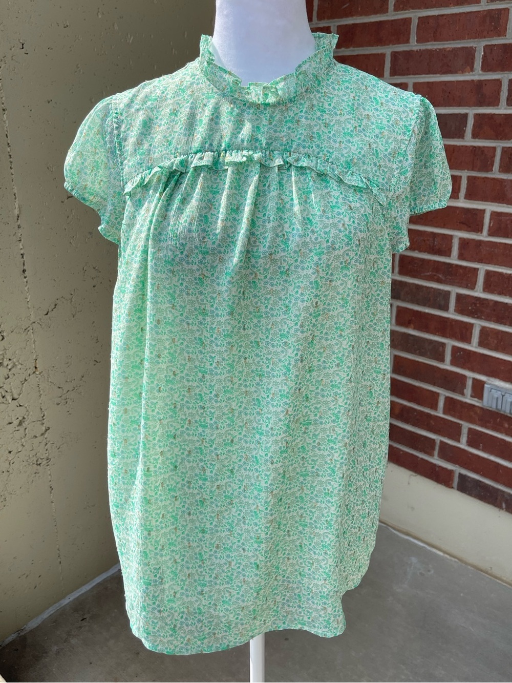 Joie Green Floral Sleeveless Blouse Size Large